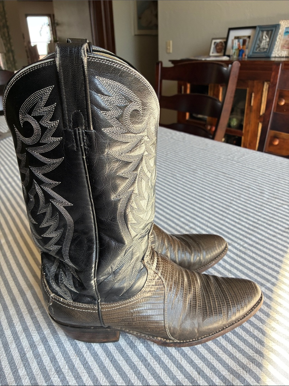 Dan Post Black Cowboy Boots with Silver Stitching